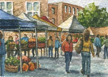 "Market Day" by Patricia Gergetz, West Bend WI - Watercolor - SOLD